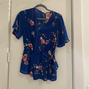 Blue floral blouse
